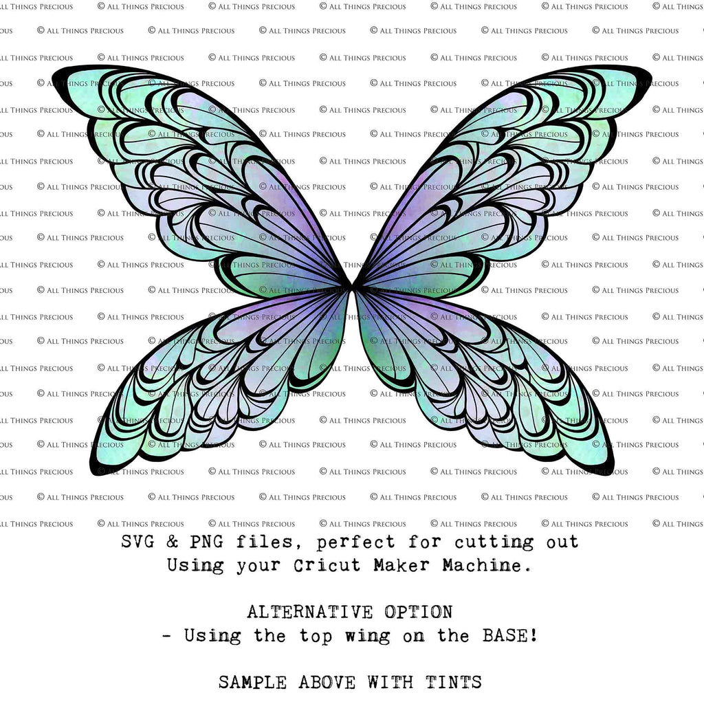 SVG & PNG Fairy Wing files for Cricut or Silhouette Cameo Cutting Machine. Create wearable fairy wings, in adult or children sizes.  Clipart design for Halloween Costumes, Fantasy or Cosplay or photography. Printable for weddings, engagement, baby shower invitations. Individual wing parts. Cut and assemble. Fairycore.