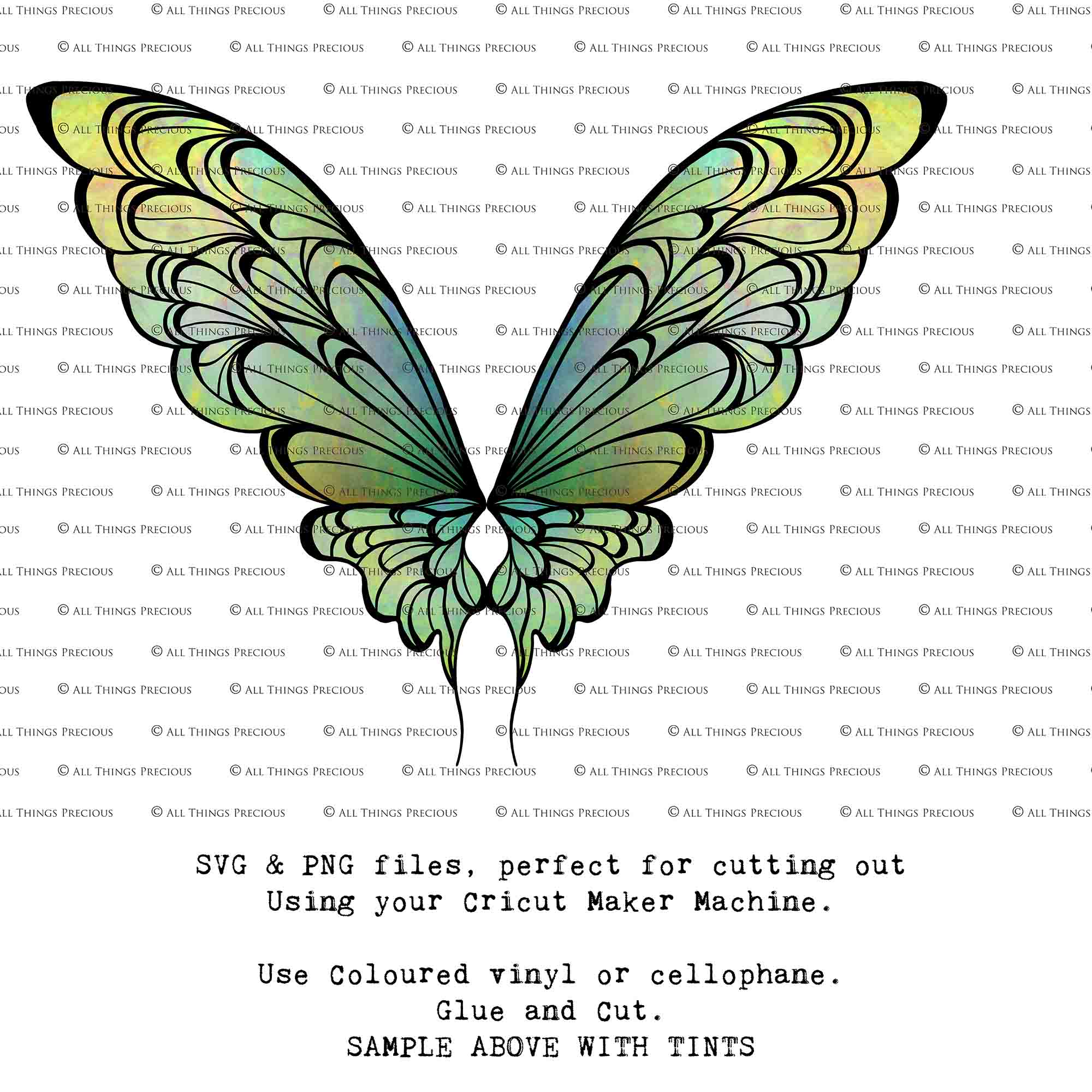 SVG & PNG Fairy Wing files for Cricut or Silhouette Cameo Cutting Machine. Create wearable fairy wings, in adult or children sizes.  Clipart design for Halloween Costumes, Fantasy or Cosplay or photography. Printable for weddings, engagement, baby shower invitations. Individual wing parts. Cut and assemble. Fairycore.