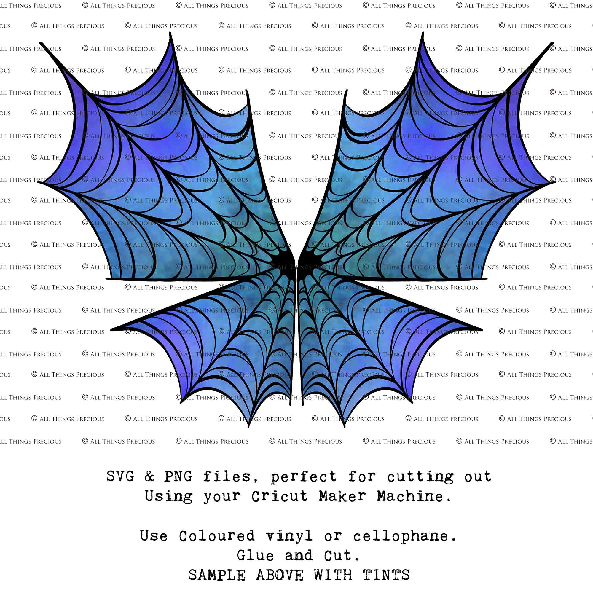 SVG & PNG Fairy Wing files for Cricut or Silhouette Cameo Cutting Machine. Create wearable fairy wings, in adult or children sizes.  Clipart design for Halloween Costumes, Fantasy or Cosplay or photography. Printable for weddings, engagement, baby shower invitations. Individual wing parts. Cut and assemble. Fairycore.