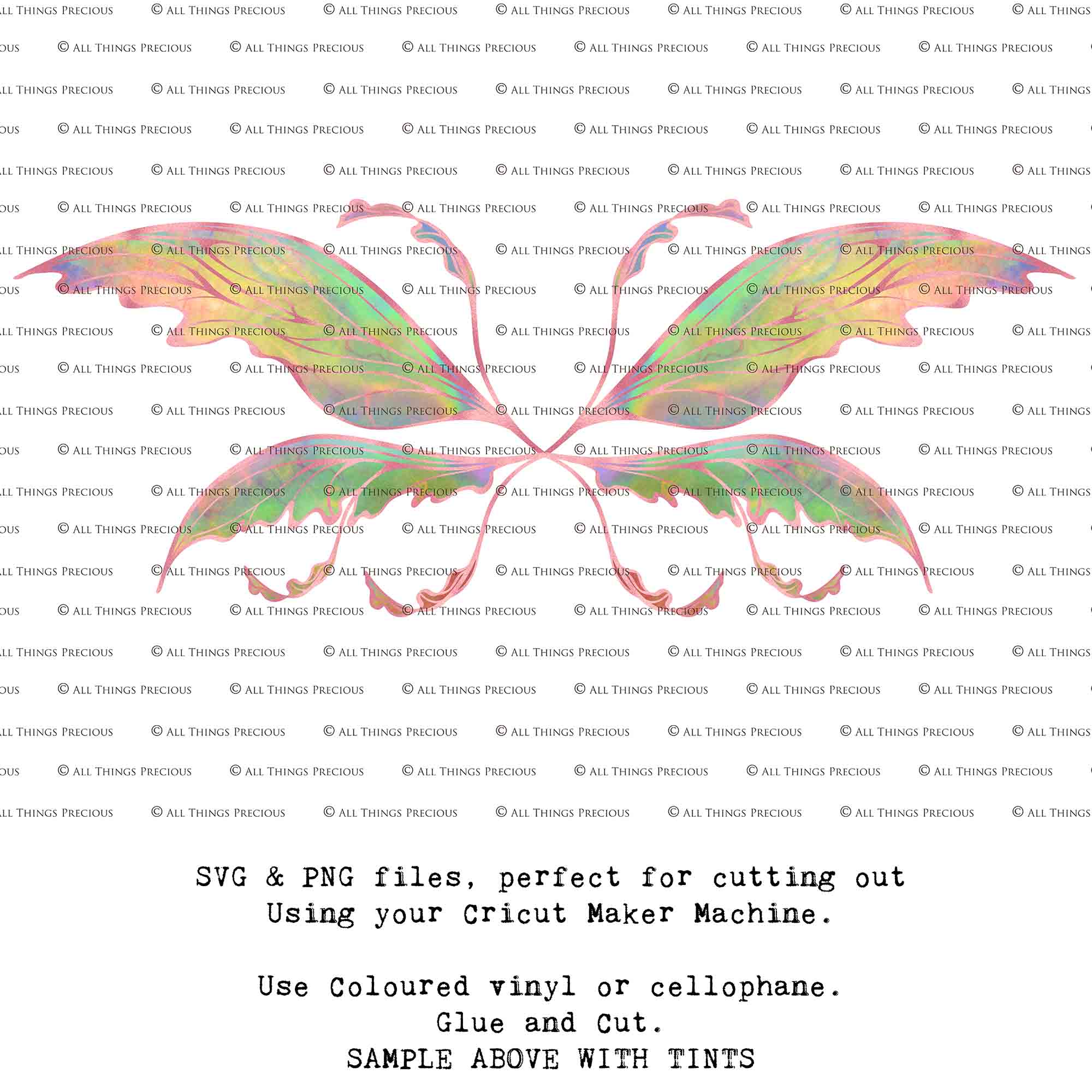 SVG & PNG Fairy Wing files for Cricut or Silhouette Cameo Cutting Machine. Create wearable fairy wings, in adult or children sizes.  Clipart design for Halloween Costumes, Fantasy or Cosplay or photography. Printable for weddings, engagement, baby shower invitations. Individual wing parts. Cut and assemble. Fairycore.