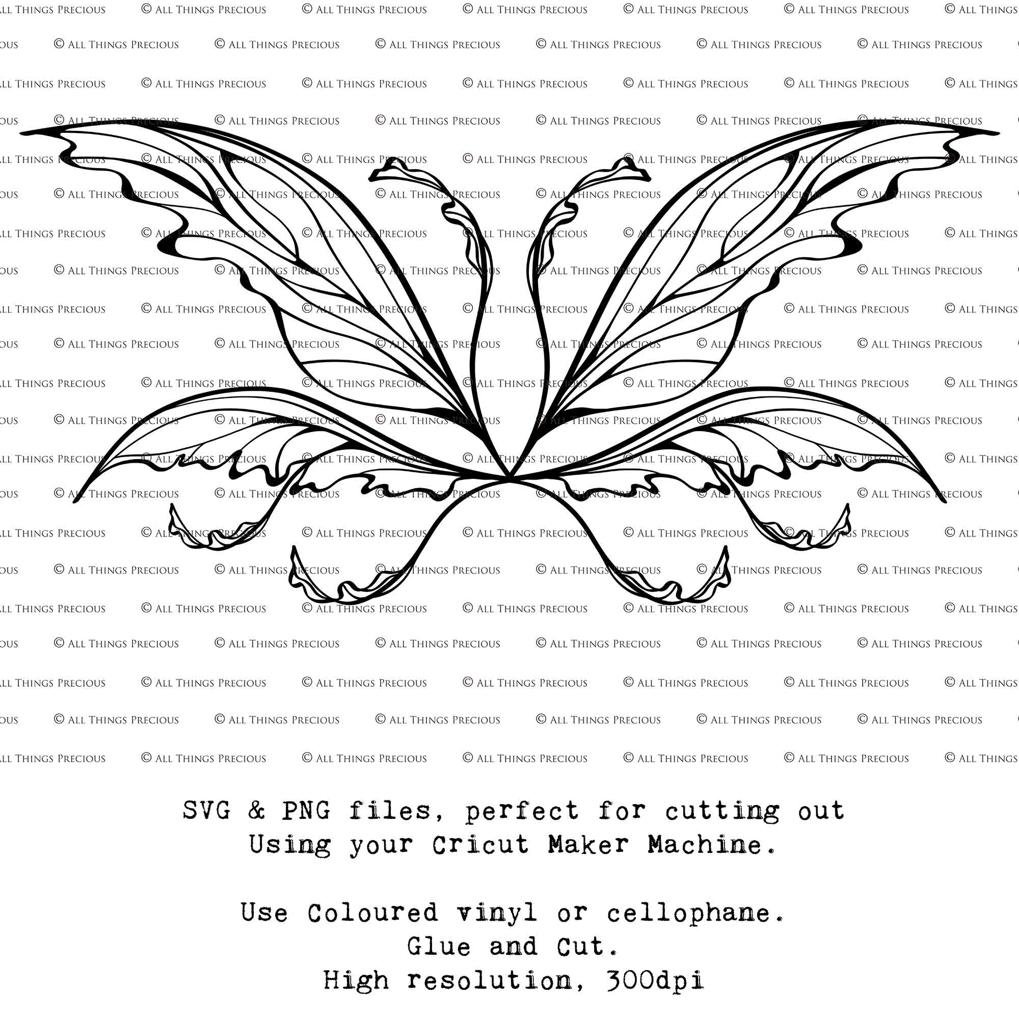 SVG & PNG Fairy Wing files for Cricut or Silhouette Cameo Cutting Machine. Create wearable fairy wings, in adult or children sizes.  Clipart design for Halloween Costumes, Fantasy or Cosplay or photography. Printable for weddings, engagement, baby shower invitations. Individual wing parts. Cut and assemble. Fairycore.