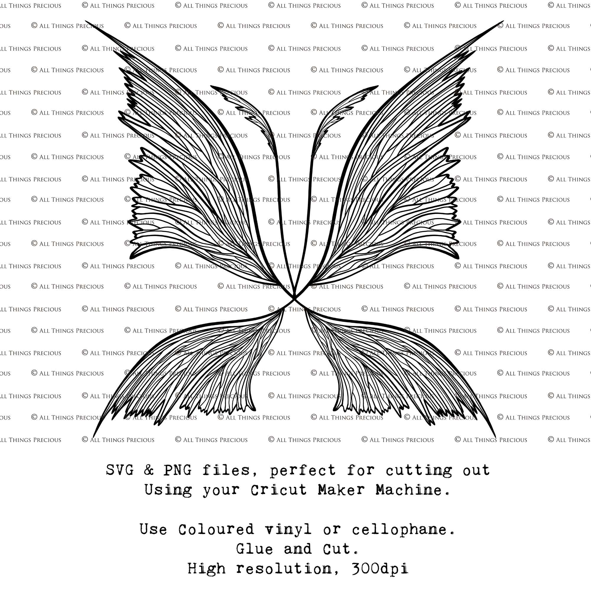 SVG & PNG Fairy Wing files for Cricut or Silhouette Cameo Cutting Machine. Create wearable fairy wings, in adult or children sizes.  Clipart design for Halloween Costumes, Fantasy or Cosplay or photography. Printable for weddings, engagement, baby shower invitations. Individual wing parts. Cut and assemble. Fairycore.
