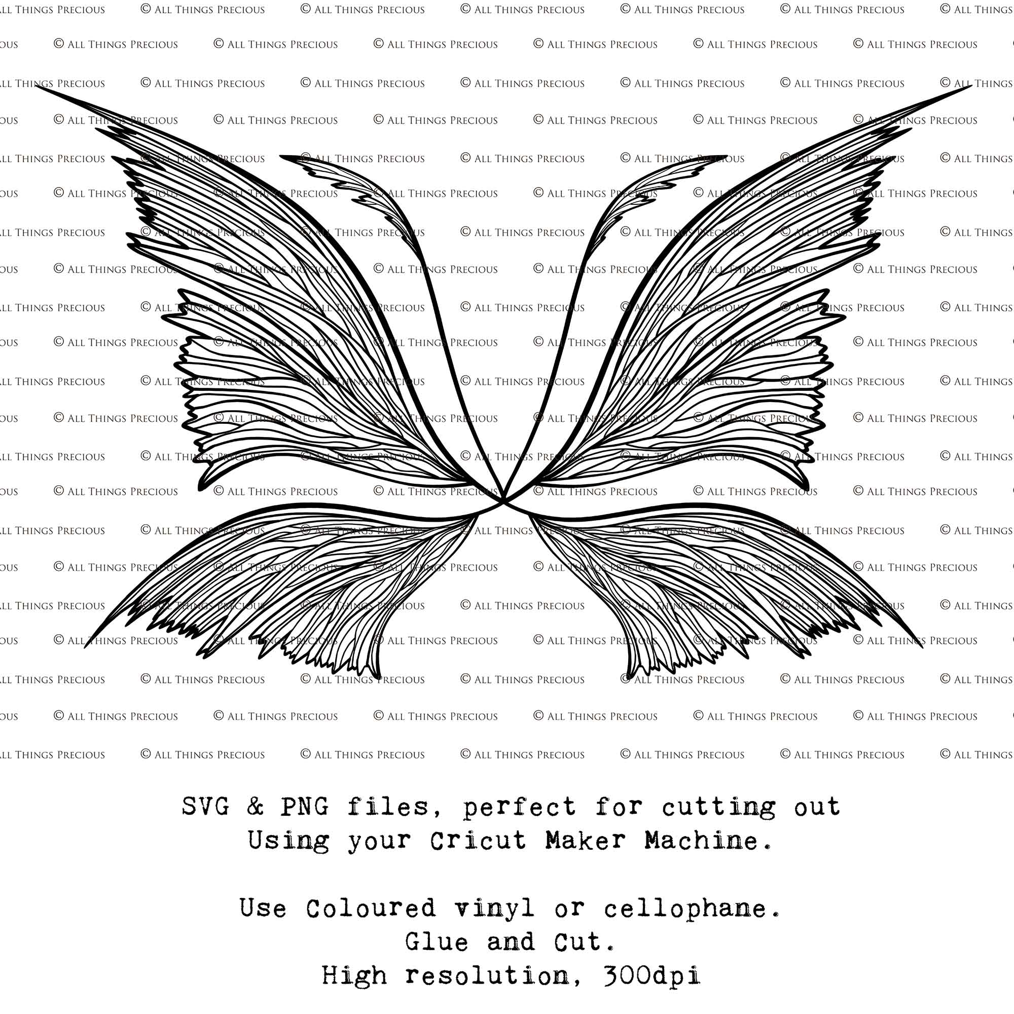 SVG & PNG Fairy Wing files for Cricut or Silhouette Cameo Cutting Machine. Create wearable fairy wings, in adult or children sizes.  Clipart design for Halloween Costumes, Fantasy or Cosplay or photography. Printable for weddings, engagement, baby shower invitations. Individual wing parts. Cut and assemble. Fairycore.