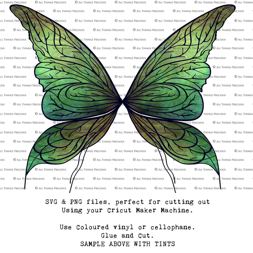 SVG & PNG Fairy Wing files for Cricut or Silhouette Cameo Cutting Machine. Create wearable fairy wings, in adult or children sizes.  Clipart design for Halloween Costumes, Fantasy or Cosplay or photography. Printable for weddings, engagement, baby shower invitations. Individual wing parts. Cut and assemble. Fairycore.