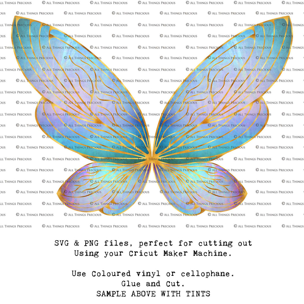 SVG & PNG Fairy Wing files for Cricut or Silhouette Cameo Cutting Machine. Create wearable fairy wings, in adult or children sizes.  Clipart design for Halloween Costumes, Fantasy or Cosplay or photography. Printable for weddings, engagement, baby shower invitations. Individual wing parts. Cut and assemble. Fairycore.