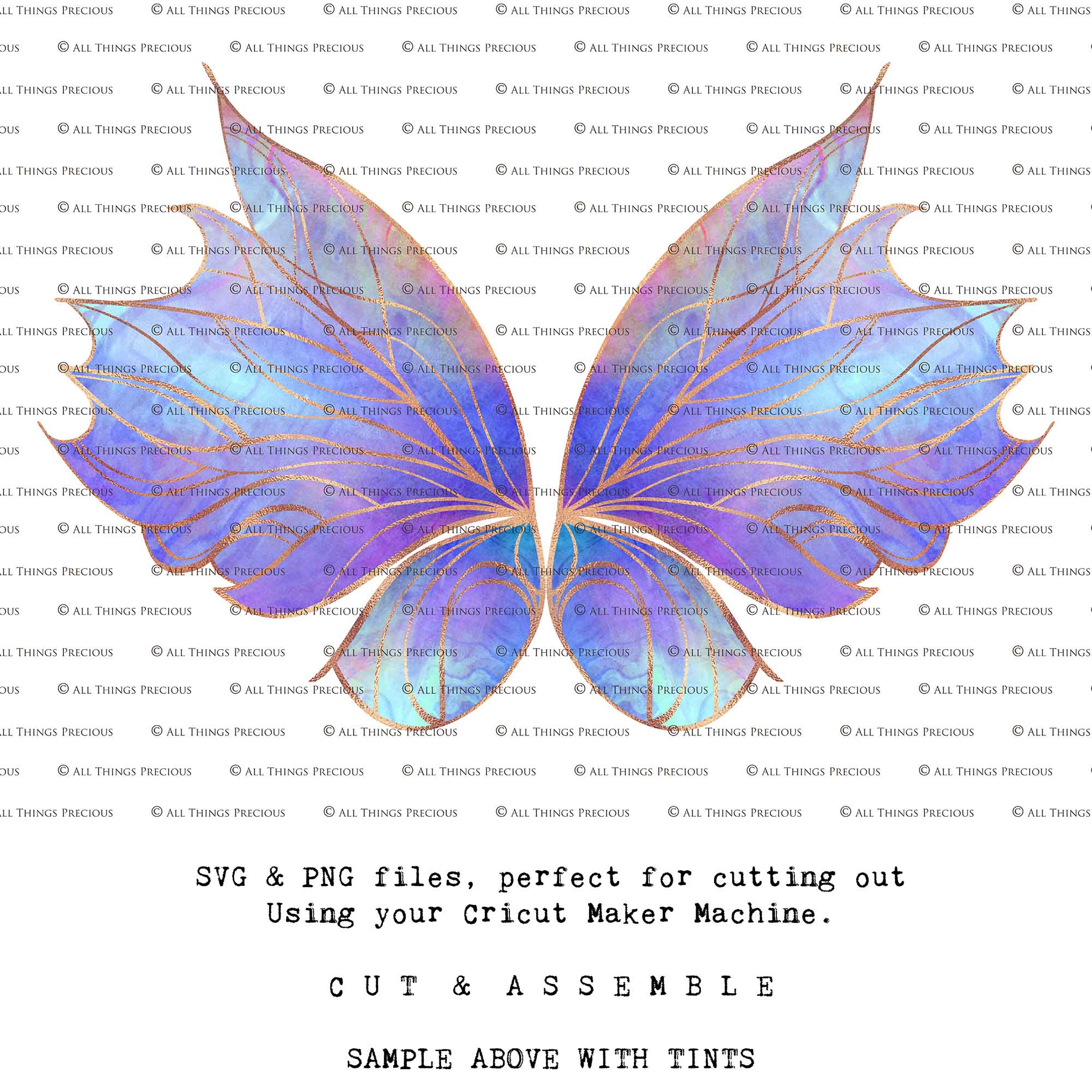 SVG & PNG Fairy Wing files for Cricut or Silhouette Cameo Cutting Machine. Create wearable fairy wings, in adult or children sizes.  Clipart design for Halloween Costumes, Fantasy or Cosplay or photography. Printable for weddings, engagement, baby shower invitations. Individual wing parts. Cut and assemble. Fairycore.