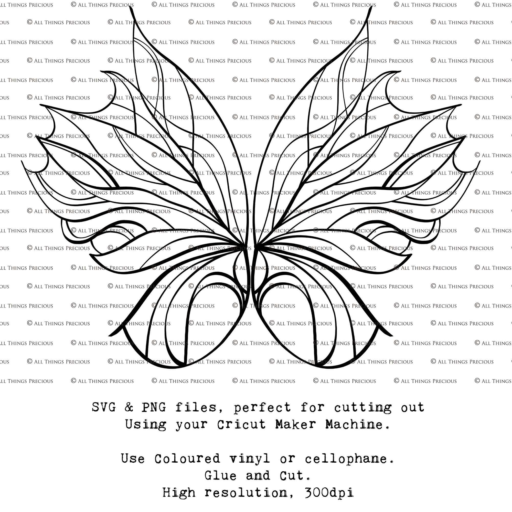 SVG & PNG Fairy Wing files for Cricut or Silhouette Cameo Cutting Machine. Create wearable fairy wings, in adult or children sizes.  Clipart design for Halloween Costumes, Fantasy or Cosplay or photography. Printable for weddings, engagement, baby shower invitations. Individual wing parts. Cut and assemble. Fairycore.