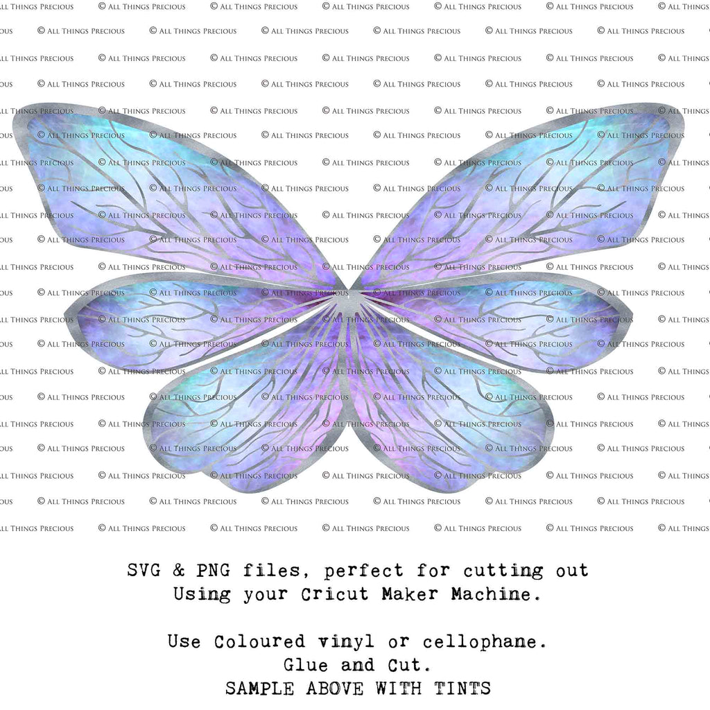 SVG & PNG Fairy Wing files for Cricut or Silhouette Cameo Cutting Machine. Create wearable fairy wings, in adult or children sizes.  Clipart design for Halloween Costumes, Fantasy or Cosplay or photography. Printable for weddings, engagement, baby shower invitations. Individual wing parts. Cut and assemble. Fairycore.