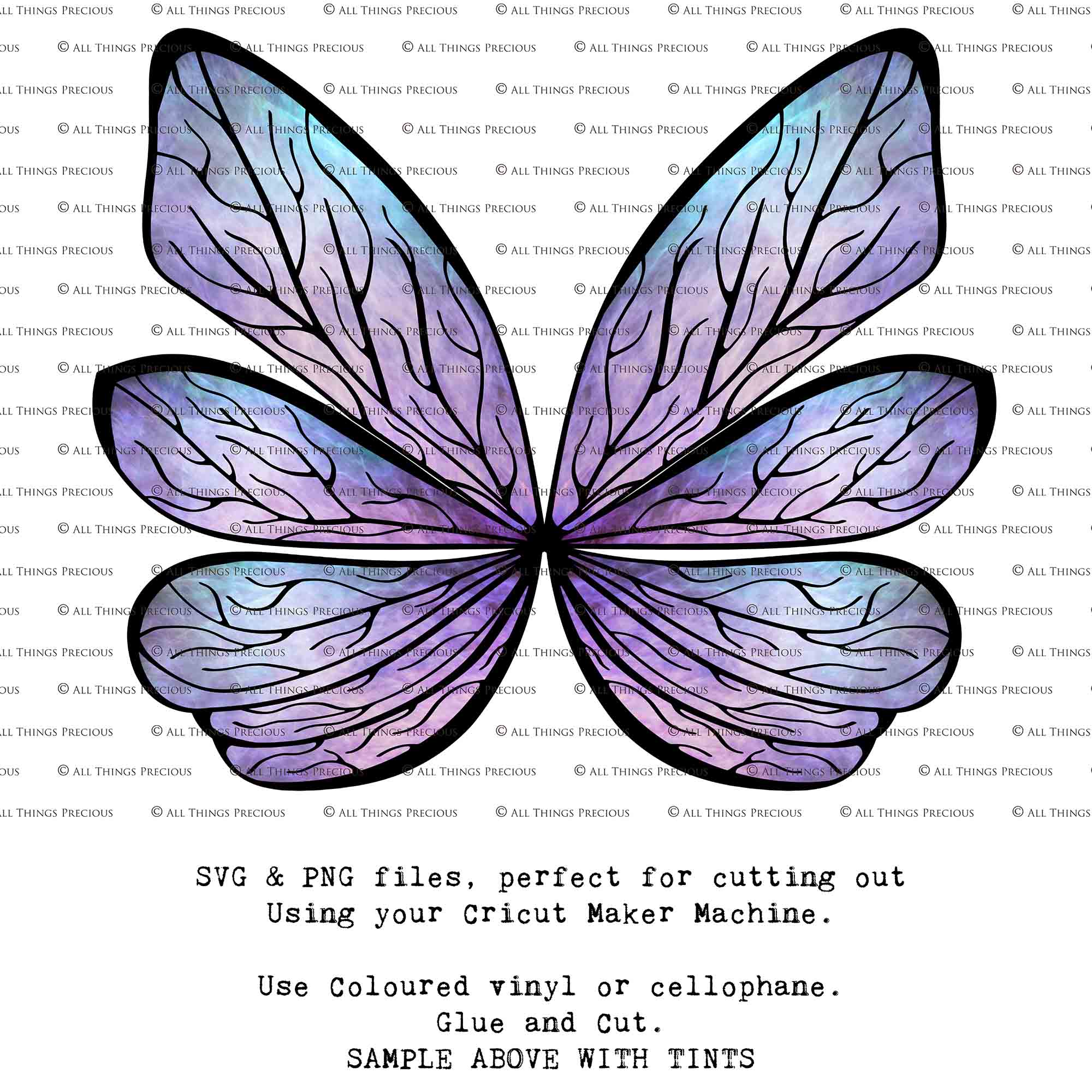 SVG & PNG Fairy Wing files for Cricut or Silhouette Cameo Cutting Machine. Create wearable fairy wings, in adult or children sizes.  Clipart design for Halloween Costumes, Fantasy or Cosplay or photography. Printable for weddings, engagement, baby shower invitations. Individual wing parts. Cut and assemble. Fairycore.