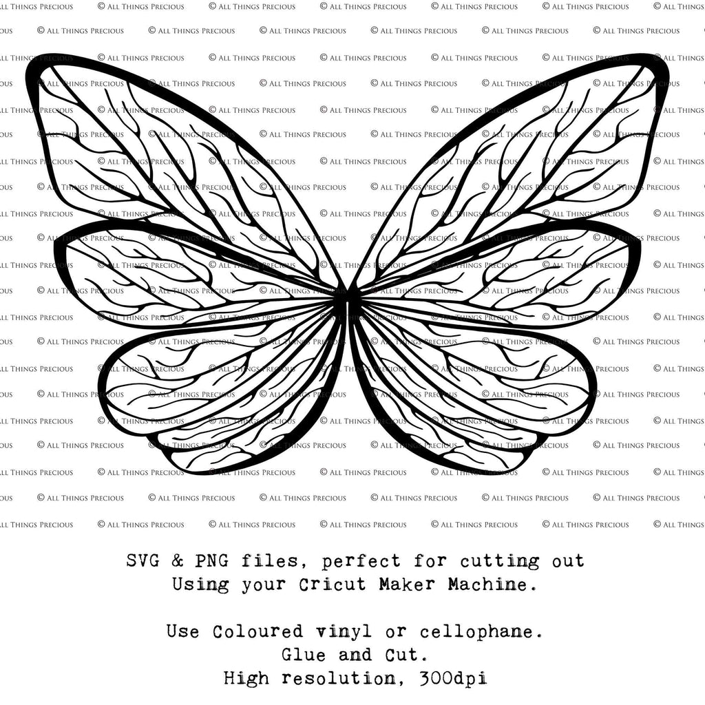 SVG & PNG Fairy Wing files for Cricut or Silhouette Cameo Cutting Machine. Create wearable fairy wings, in adult or children sizes.  Clipart design for Halloween Costumes, Fantasy or Cosplay or photography. Printable for weddings, engagement, baby shower invitations. Individual wing parts. Cut and assemble. Fairycore.