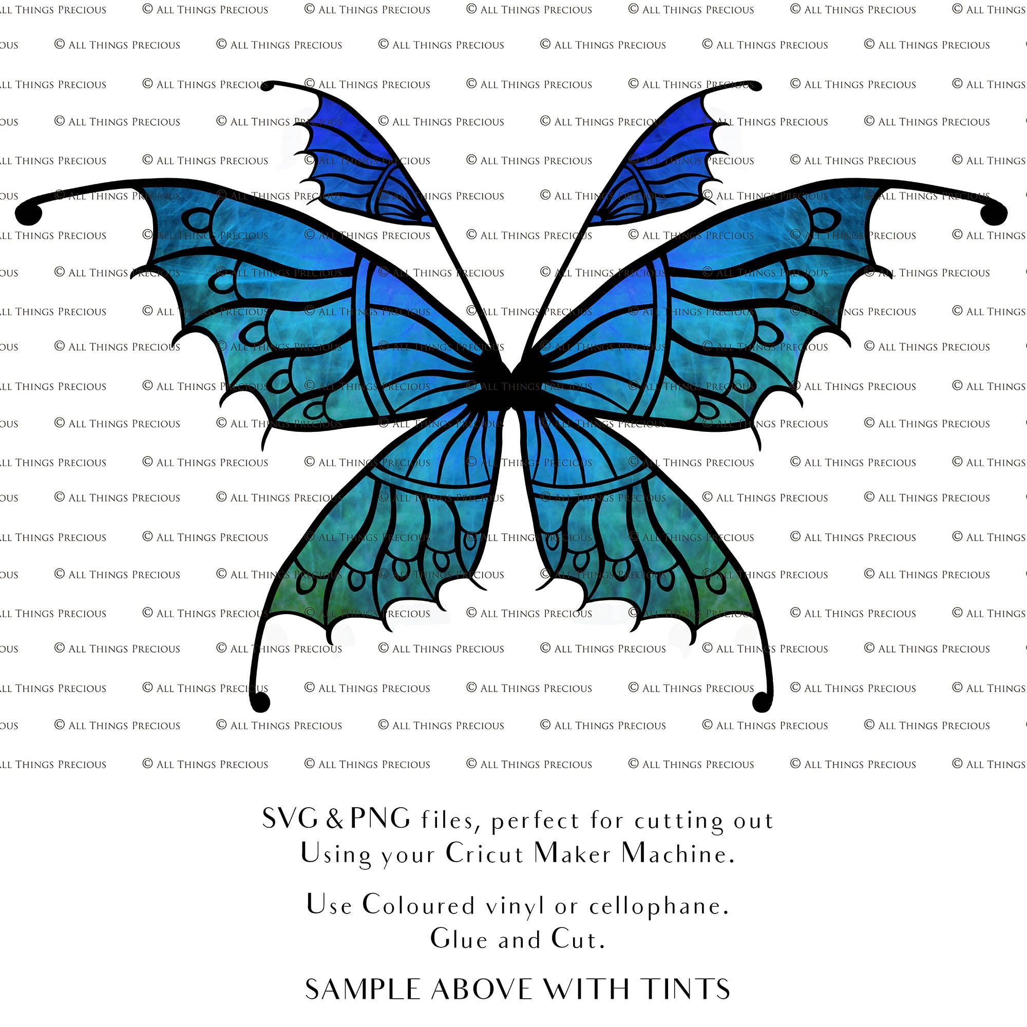 SVG & PNG Fairy Wing files for Cricut or Silhouette Cameo Cutting Machine. To create wearable fairy wings, in adult or children sizes.  Use this clipart design for Halloween Costumes, Fantasy or Cosplay or photography. These are Individual Wing Pieces, for you to cut and assemble. This is a digital product. 