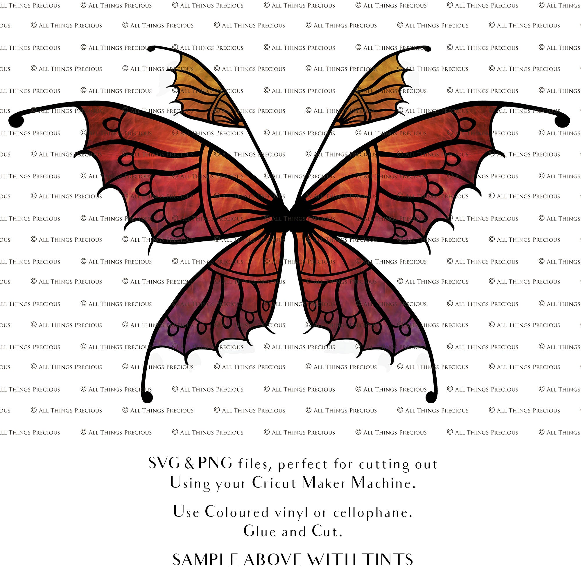 SVG & PNG Fairy Wing files for Cricut or Silhouette Cameo Cutting Machine. To create wearable fairy wings, in adult or children sizes.  Use this clipart design for Halloween Costumes, Fantasy or Cosplay or photography. These are Individual Wing Pieces, for you to cut and assemble. This is a digital product. 