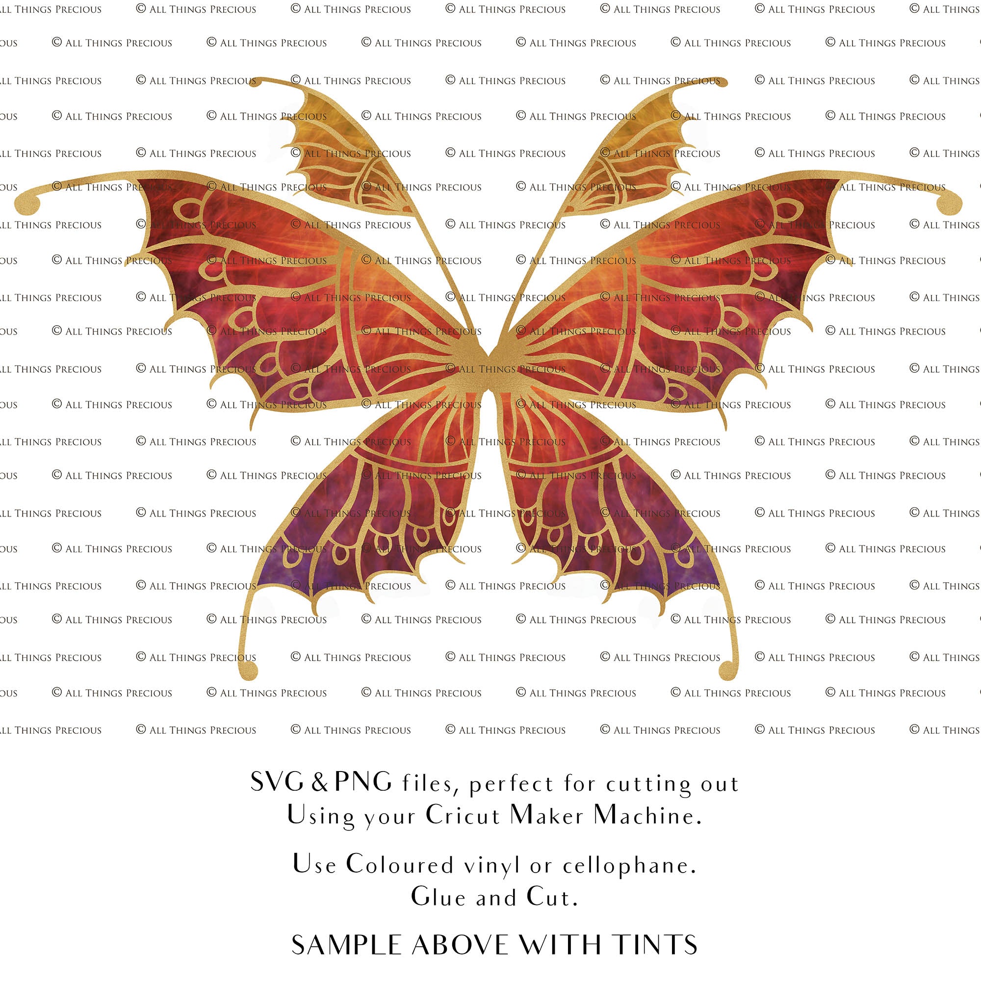 SVG & PNG Fairy Wing files for Cricut or Silhouette Cameo Cutting Machine. To create wearable fairy wings, in adult or children sizes.  Use this clipart design for Halloween Costumes, Fantasy or Cosplay or photography. These are Individual Wing Pieces, for you to cut and assemble. This is a digital product. 