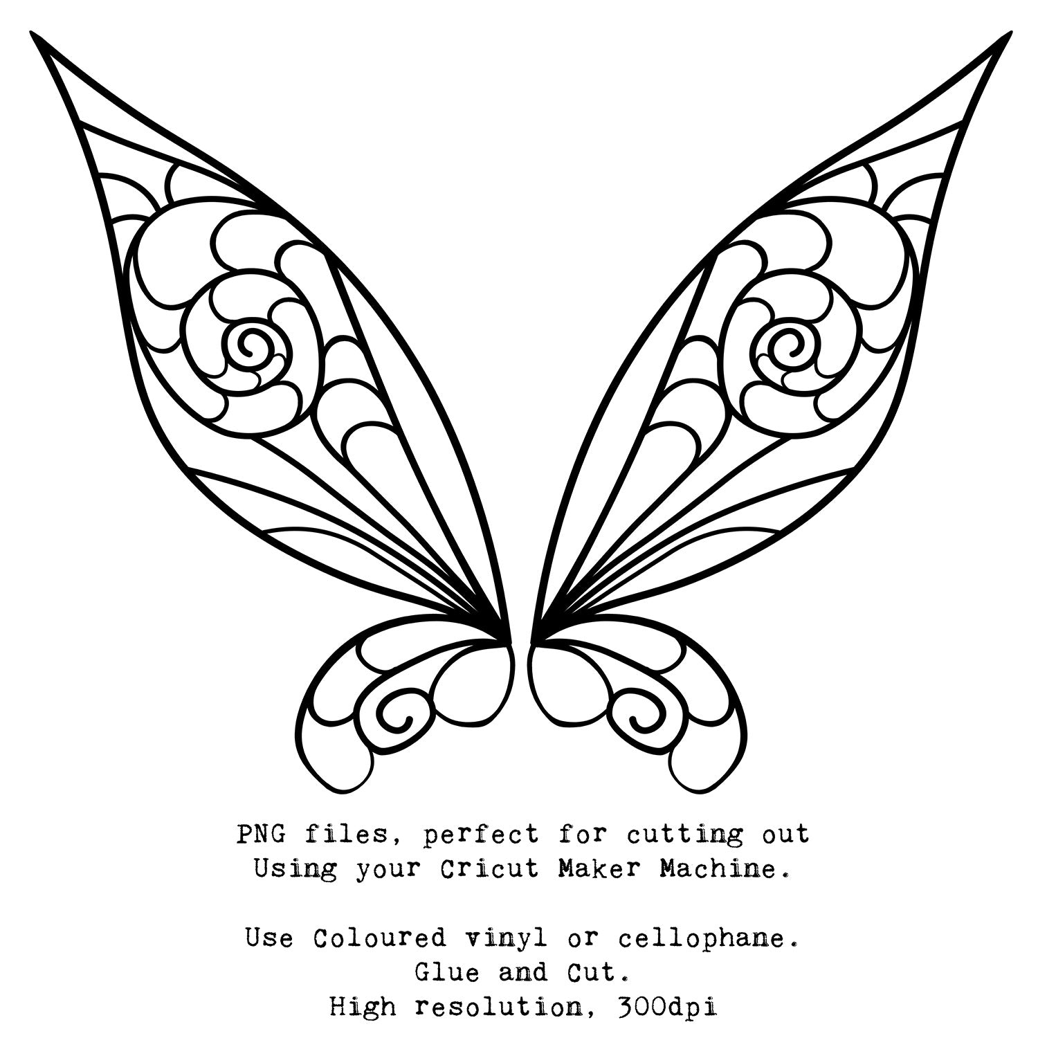 SVG & PNG Fairy Wing files for Cricut or Silhouette Cameo Cutting Machine. To create wearable fairy wings, in adult or children sizes.  Use this clipart design for Halloween Costumes, Fantasy or Cosplay or photography. These are Individual Wing Pieces, for you to cut and assemble. This is a digital product.  Tinkerbell wings,