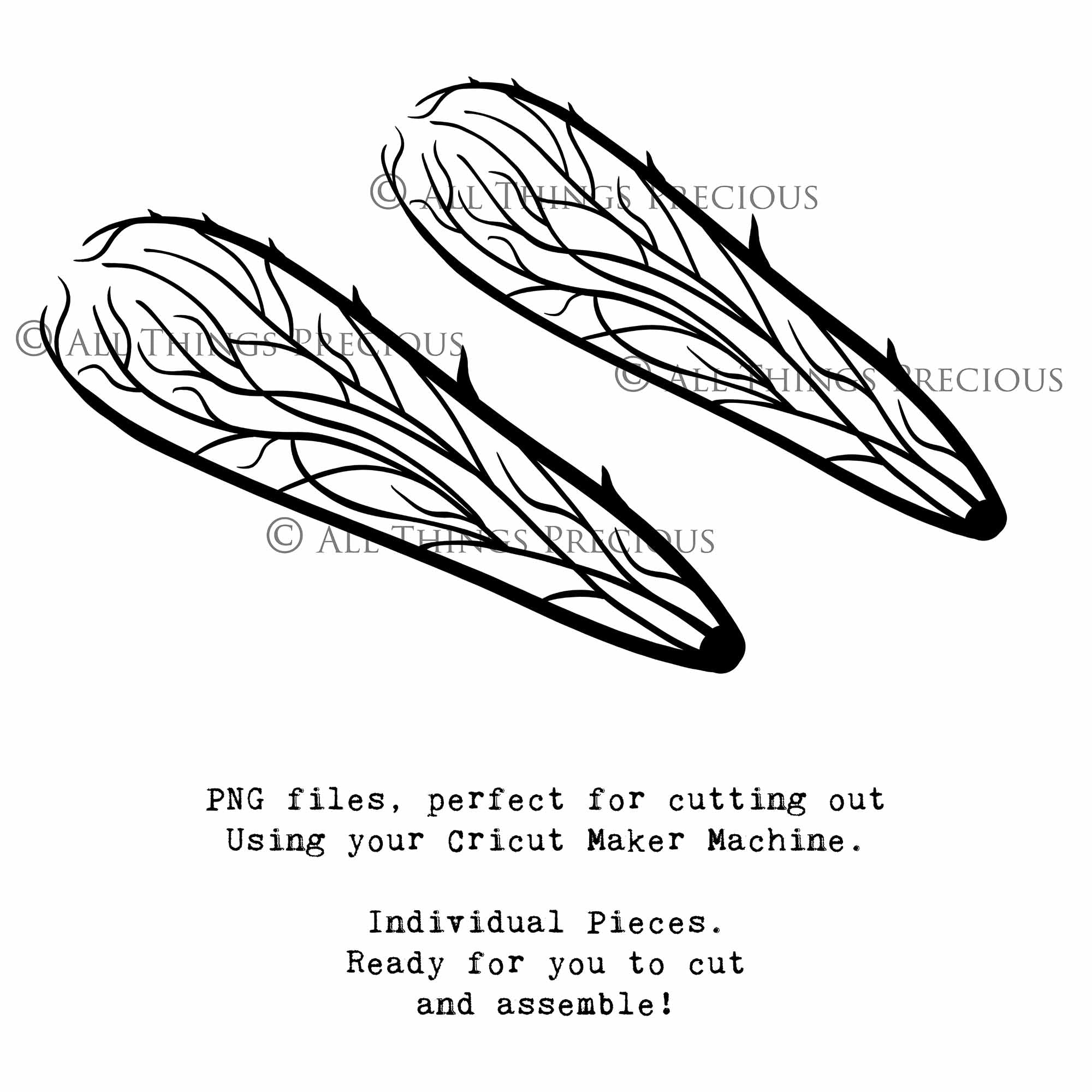 SVG & PNG Fairy Wing files for Cricut or Silhouette Cameo Cutting Machine. To create wearable fairy wings, in adult or children sizes.  Use this clipart design for Halloween Costumes, Fantasy or Cosplay or photography. These are Individual Wing Pieces, for you to cut and assemble. This is a digital product. 