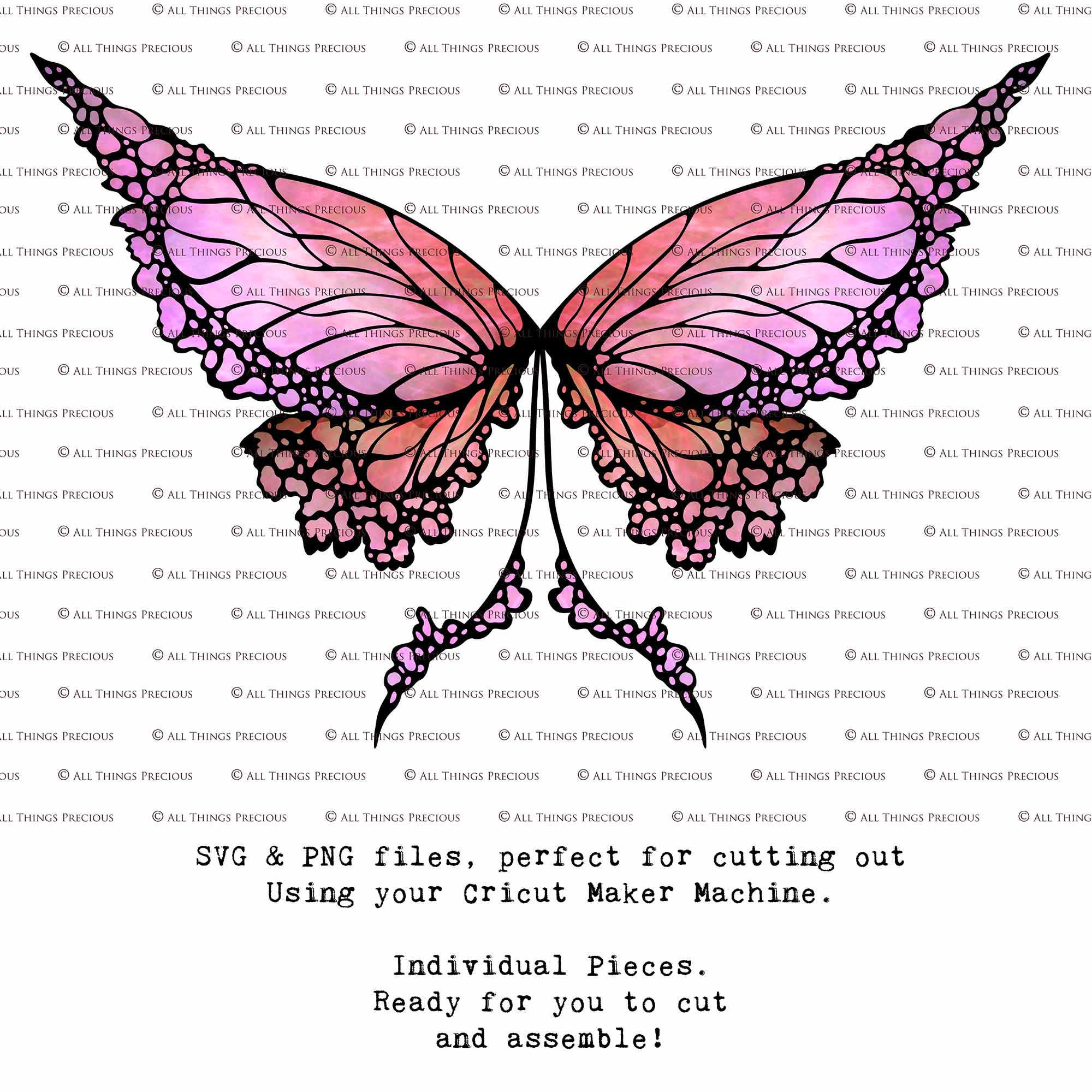 SVG & PNG Fairy/Angel Wing files for Cricut, Silhouette Cameo and other Cutting Machines. Create wearable fairy wings, all sizes. Perfect for Halloween Costumes, Fantasy, Cosplay, Photography. Prints, Wedding, Engagement, Baby Shower invitations, Sublimation Printing, Clip Art and more. Cut and assemble. ATP Textures.