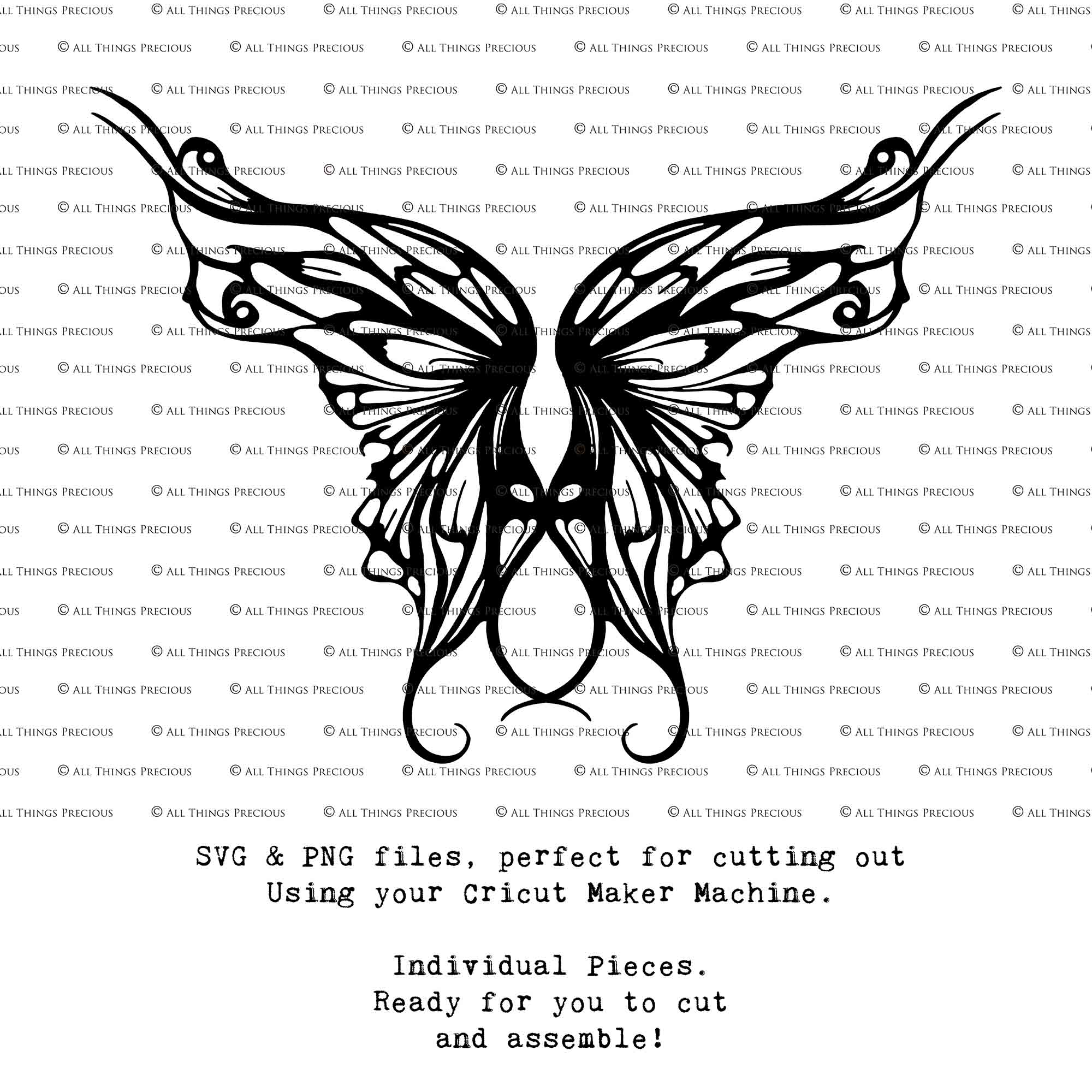 SVG & PNG Fairy/Angel Wing files for Cricut, Silhouette Cameo and other Cutting Machines. Create wearable fairy wings, all sizes. Perfect for Halloween Costumes, Fantasy, Cosplay, Photography. Prints, Wedding, Engagement, Baby Shower invitations, Sublimation Printing, Clip Art and more. Cut and assemble. ATP Textures.