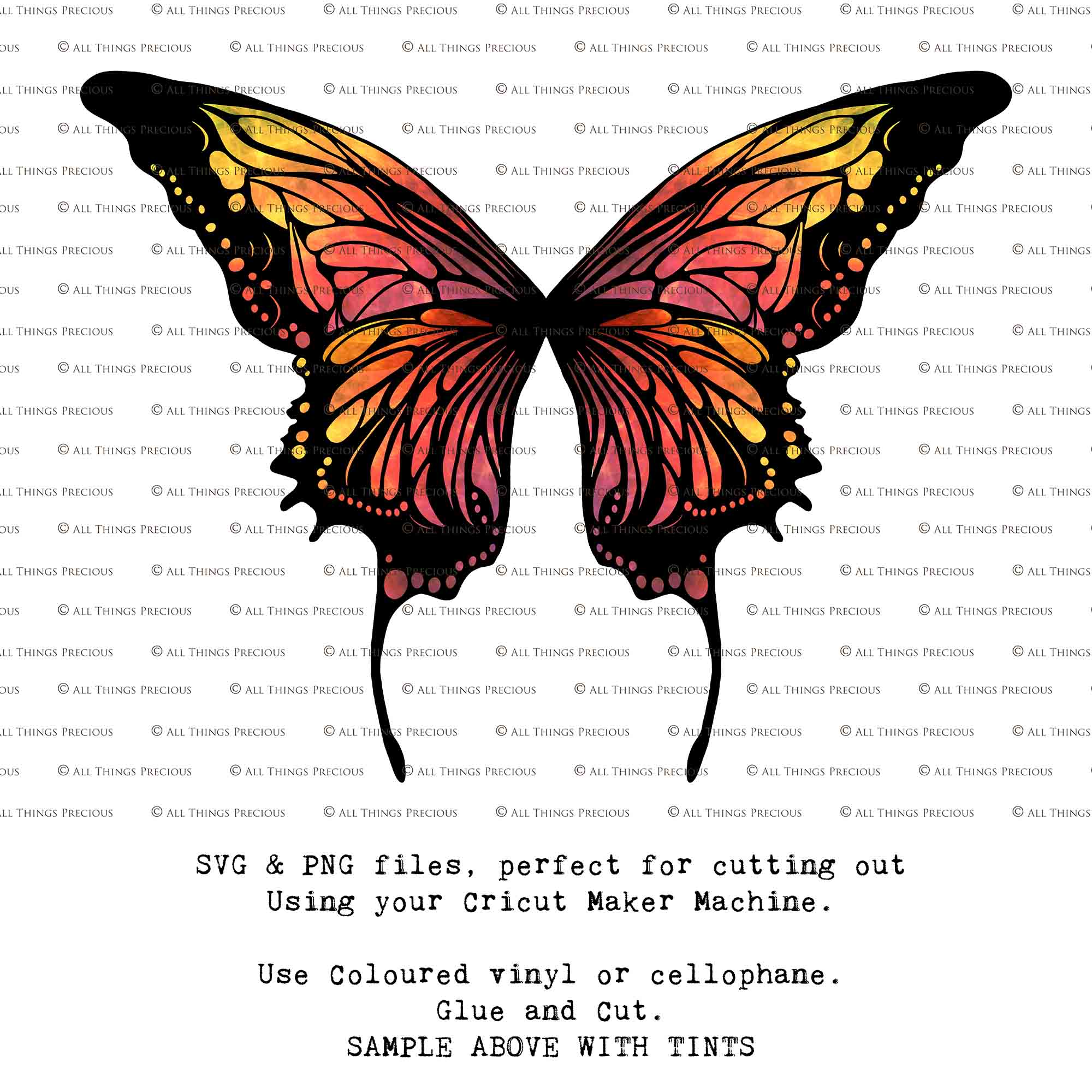 SVG & PNG Fairy/Angel Wing files for Cricut, Silhouette Cameo and other Cutting Machines. Create wearable fairy wings, all sizes. Perfect for Halloween Costumes, Fantasy, Cosplay, Photography. Prints, Wedding, Engagement, Baby Shower invitations, Sublimation Printing, Clip Art and more. Cut and assemble. ATP Textures.