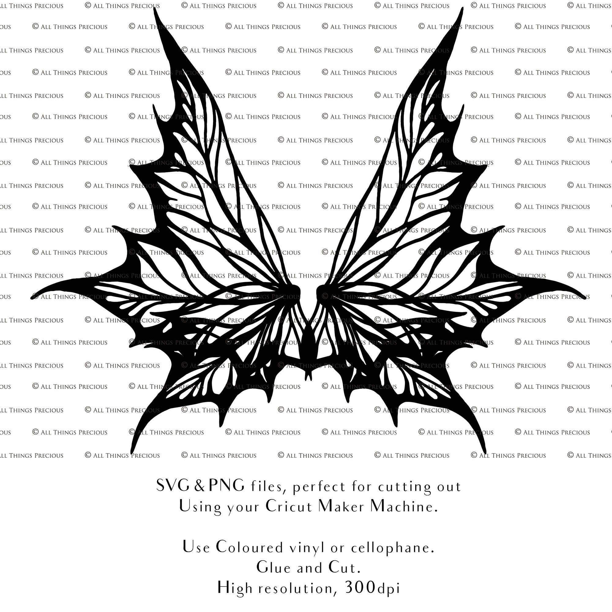 SVG & PNG Fairy/Angel Wing files for Cricut, Silhouette Cameo and other Cutting Machines. Create wearable fairy wings, all sizes. Perfect for Halloween Costumes, Fantasy, Cosplay, Photography. Prints, Wedding, Engagement, Baby Shower invitations, Sublimation Printing, Clip Art and more. Cut and assemble. ATP Textures.