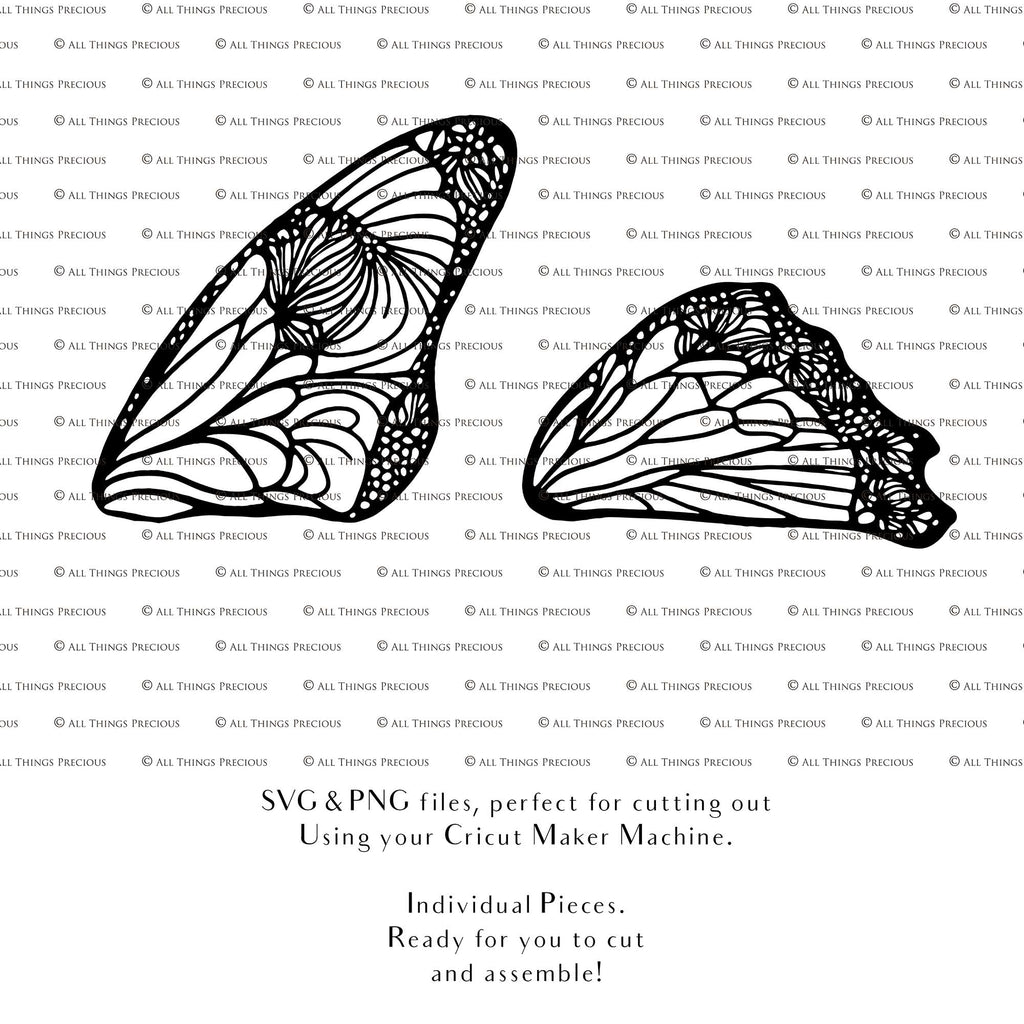 SVG & PNG Fairy/Angel Wing files for Cricut, Silhouette Cameo and other Cutting Machines. Create wearable fairy wings, all sizes. Perfect for Halloween Costumes, Fantasy, Cosplay, Photography. Prints, Wedding, Engagement, Baby Shower invitations, Sublimation Printing, Clip Art and more. Cut and assemble. ATP Textures.