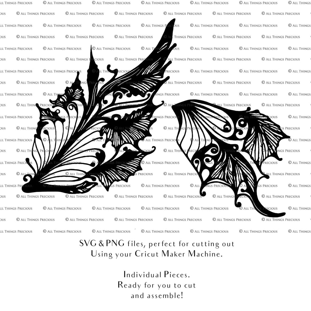 SVG & PNG Fairy/Angel Wing files for Cricut, Silhouette Cameo and other Cutting Machines. Create wearable fairy wings, all sizes. Perfect for Halloween Costumes, Fantasy, Cosplay, Photography. Prints, Wedding, Engagement, Baby Shower invitations, Sublimation Printing, Clip Art and more. Cut and assemble. ATP Textures.