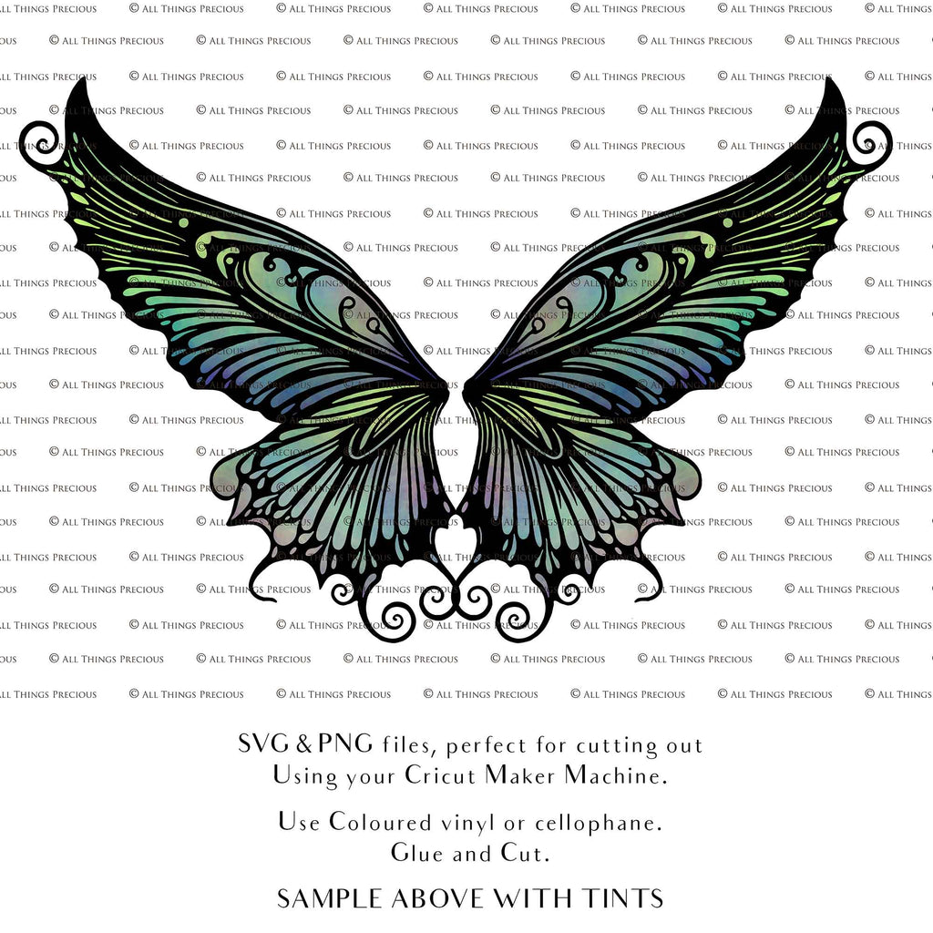 SVG & PNG Fairy/Angel Wing files for Cricut, Silhouette Cameo and other Cutting Machines. Create wearable fairy wings, all sizes. Perfect for Halloween Costumes, Fantasy, Cosplay, Photography. Prints, Wedding, Engagement, Baby Shower invitations, Sublimation Printing, Clip Art and more. Cut and assemble. ATP Textures.