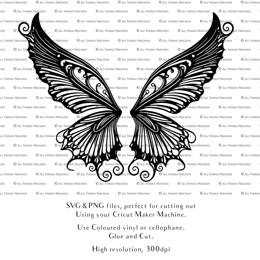 SVG & PNG Fairy/Angel Wing files for Cricut, Silhouette Cameo and other Cutting Machines. Create wearable fairy wings, all sizes. Perfect for Halloween Costumes, Fantasy, Cosplay, Photography. Prints, Wedding, Engagement, Baby Shower invitations, Sublimation Printing, Clip Art and more. Cut and assemble. ATP Textures.