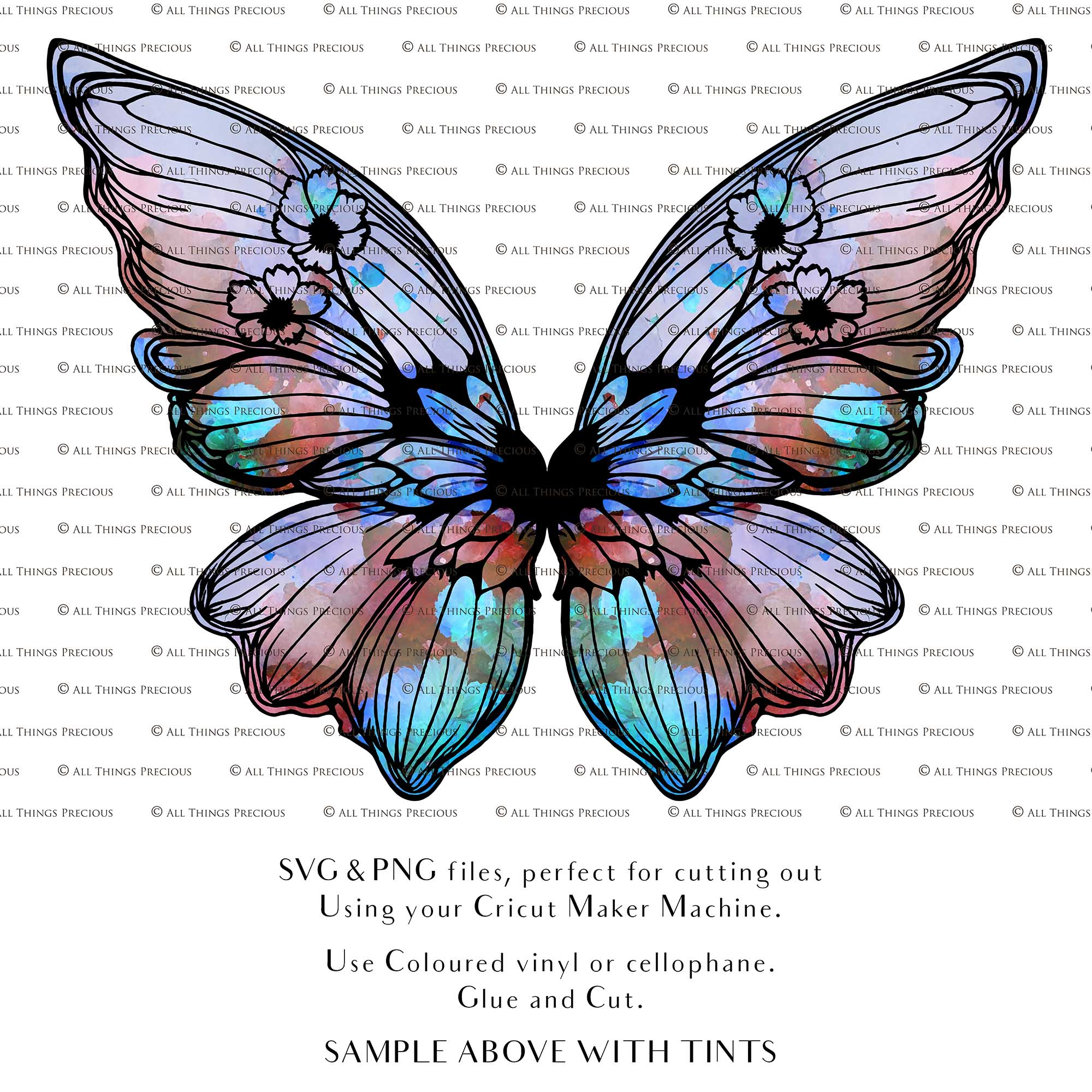 SVG & PNG Fairy/Angel Wing files for Cricut, Silhouette Cameo and other Cutting Machines. Create wearable fairy wings, all sizes. Perfect for Halloween Costumes, Fantasy, Cosplay, Photography. Prints, Wedding, Engagement, Baby Shower invitations, Sublimation Printing, Clip Art and more. Cut and assemble. ATP Textures.