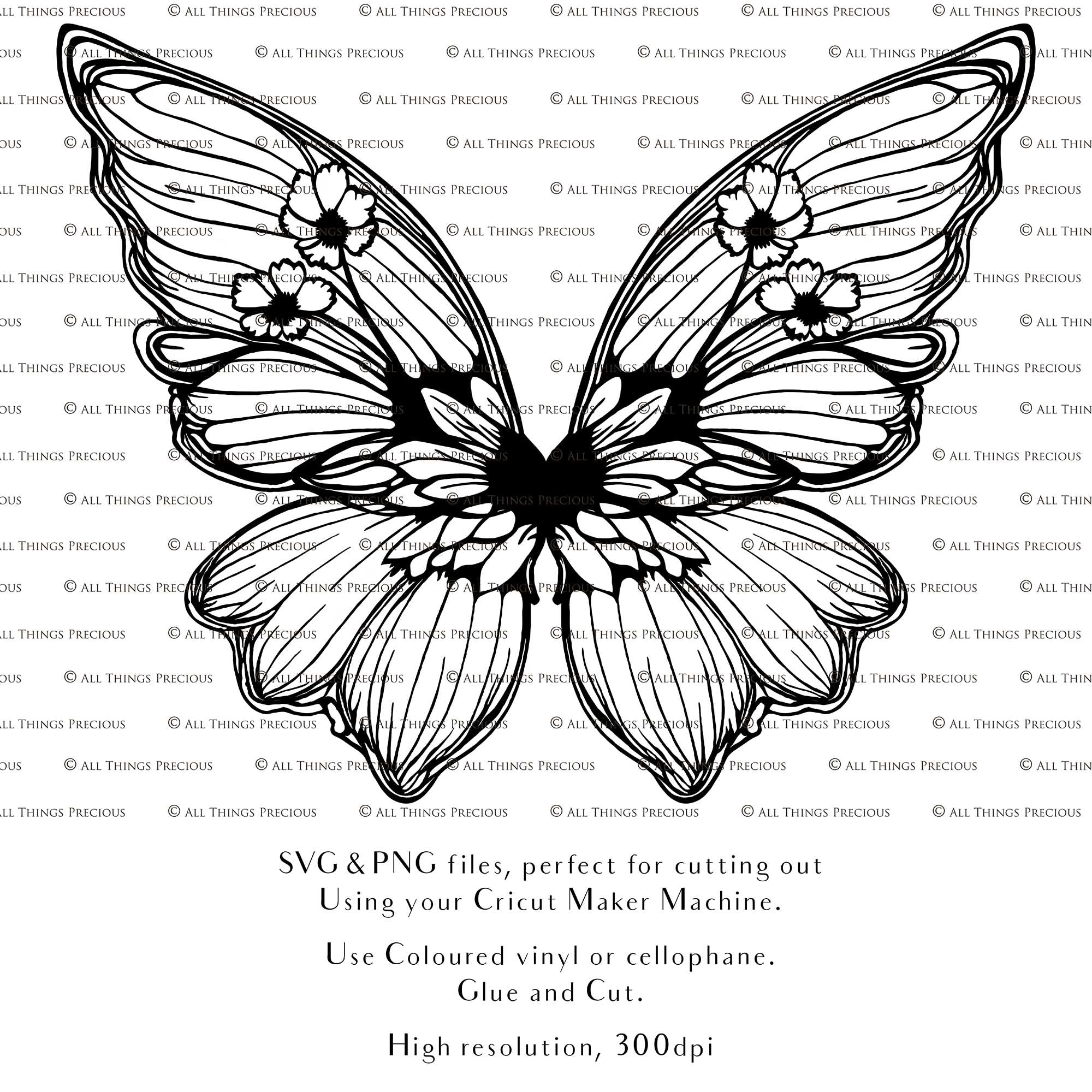 SVG & PNG Fairy/Angel Wing files for Cricut, Silhouette Cameo and other Cutting Machines. Create wearable fairy wings, all sizes. Perfect for Halloween Costumes, Fantasy, Cosplay, Photography. Prints, Wedding, Engagement, Baby Shower invitations, Sublimation Printing, Clip Art and more. Cut and assemble. ATP Textures.