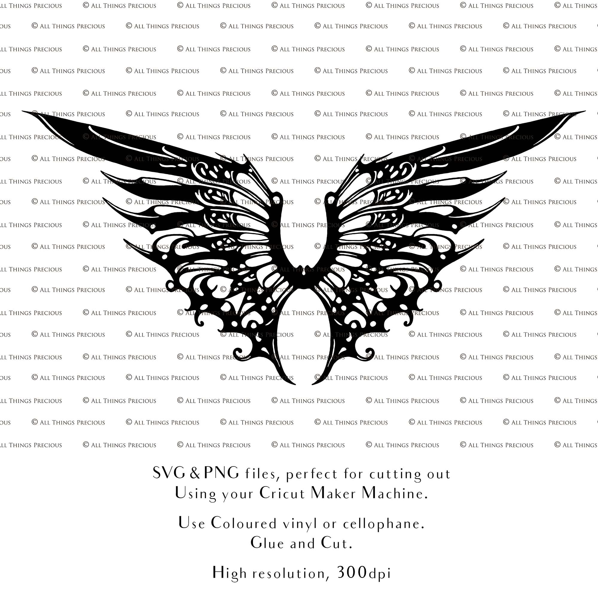 SVG & PNG Fairy/Angel Wing files for Cricut, Silhouette Cameo and other Cutting Machines. Create wearable fairy wings, all sizes. Perfect for Halloween Costumes, Fantasy, Cosplay, Photography. Prints, Wedding, Engagement, Baby Shower invitations, Sublimation Printing, Clip Art and more. Cut and assemble. ATP Textures.
