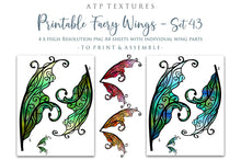 Load image into Gallery viewer, PRINTABLE FAIRY WINGS for Art Dolls - Set 43
