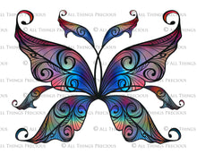 Load image into Gallery viewer, PRINTABLE FAIRY WINGS for Art Dolls - Set 45 - BLACK
