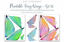 Load image into Gallery viewer, PRINTABLE FAIRY WINGS for Art Dolls - Set 36
