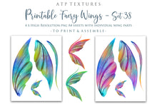 Load image into Gallery viewer, PRINTABLE FAIRY WINGS for Art Dolls - Set 38
