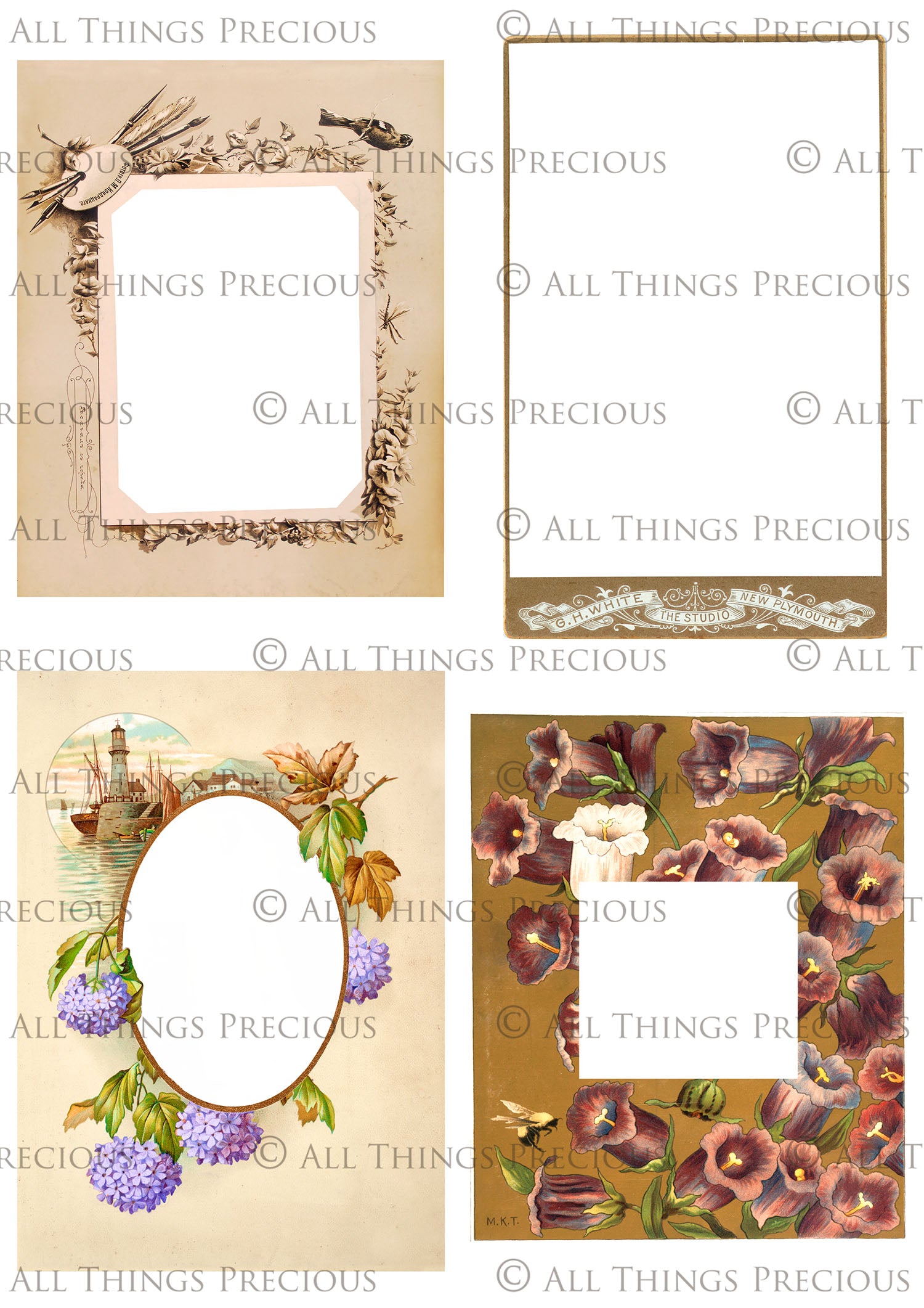 VINTAGE CABINET CARDS Set 4 - Clipart Frames