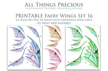 Load image into Gallery viewer, PRINTABLE FAIRY WINGS for Art Dolls - Set 16
