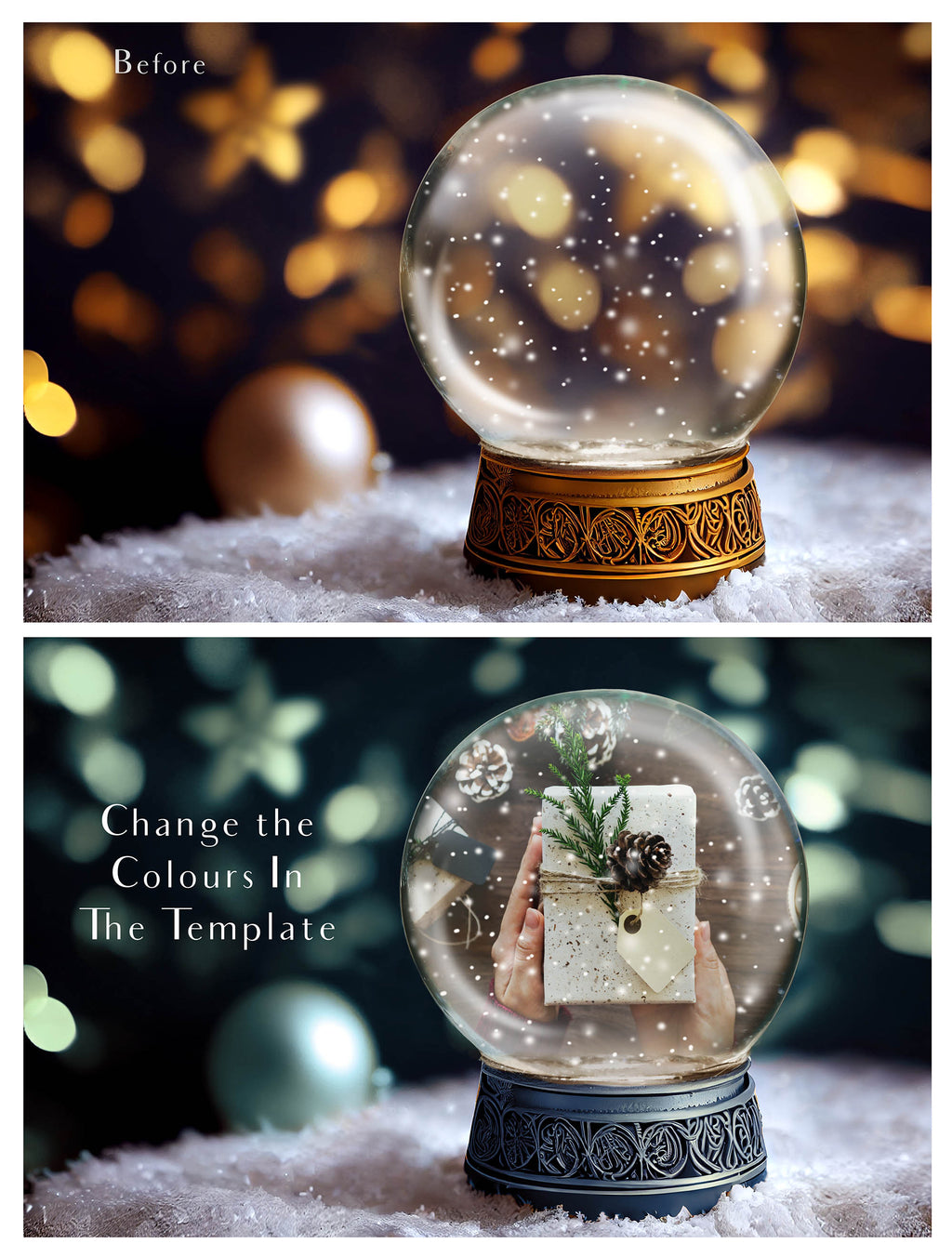 Digital Snow Globe Background, with snow Overlays and a PSD Template included in the set.The globe is transparent, perfect for you to add your own images and retain the snow globe effect. Printable Card for Christmas with Santa Window or Glass Globe. ATP Textures