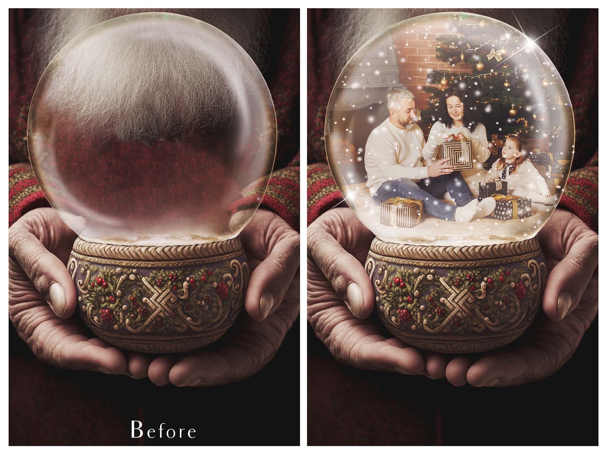 Digital Snow Globe Background, with snow Overlays and a PSD Template included in the set.The globe is transparent, perfect for you to add your own images and retain the snow globe effect. Printable Card for Christmas with Santa Window. ATP Textures