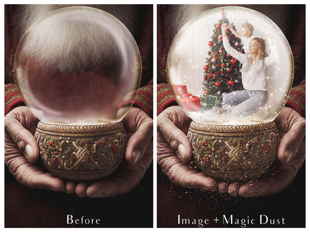 Digital Snow Globe Background, with snow Overlays and a PSD Template included in the set.The globe is transparent, perfect for you to add your own images and retain the snow globe effect. Printable Card for Christmas with Santa Window. ATP Textures