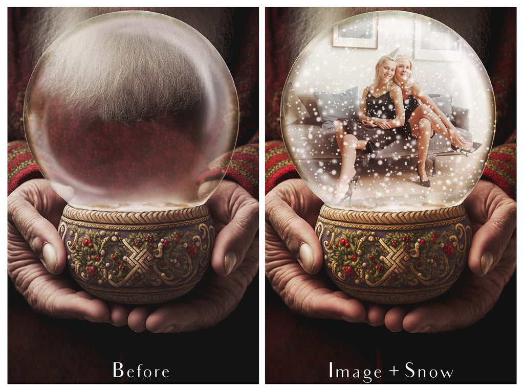 Digital Snow Globe Background, with snow Overlays and a PSD Template included in the set.The globe is transparent, perfect for you to add your own images and retain the snow globe effect. Printable Card for Christmas with Santa Window. ATP Textures