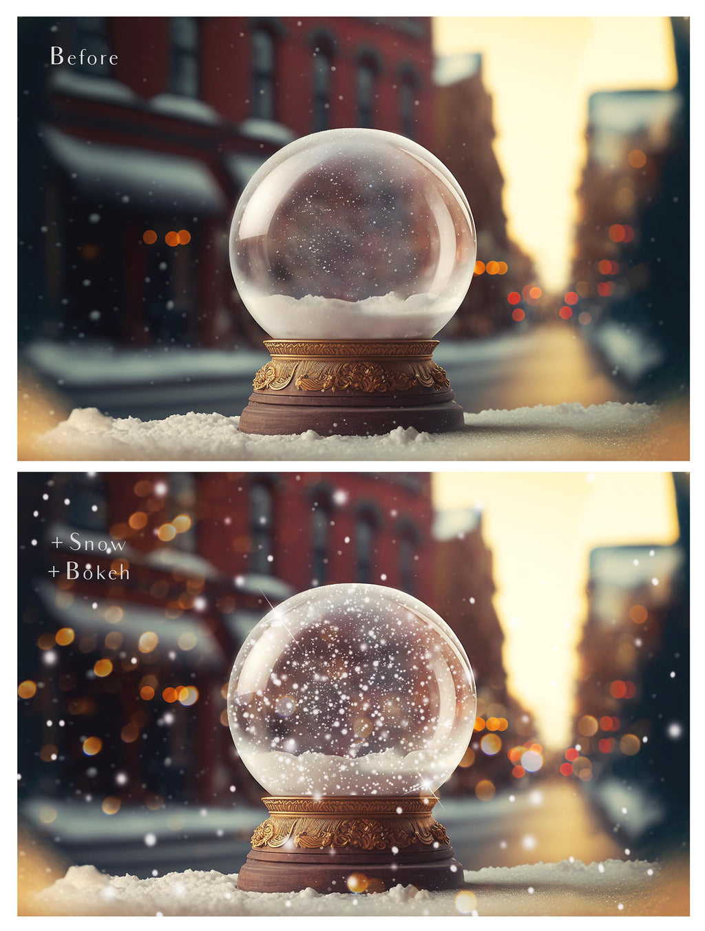 Digital background, Christmas Snow Globe Template for photoshop.  Includes jpeg background, png overlay background and snow overlays.  Video tutorial is also included in this PSD photoshop template. Perfect to add your own images. For Photography.