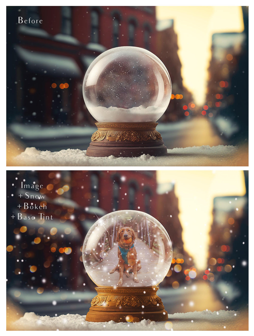 Digital background, Christmas Snow Globe Template for photoshop.  Includes jpeg background, png overlay background and snow overlays.  Video tutorial is also included in this PSD photoshop template. Perfect to add your own images. For Photography.