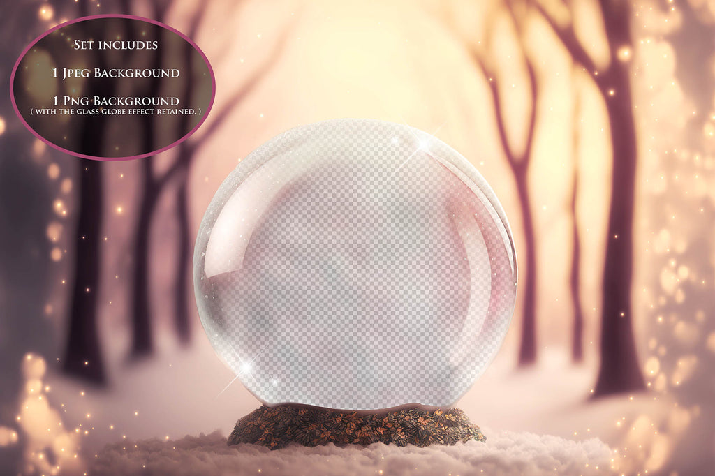 Digital background, Christmas Snow Globe Template for photoshop.  Includes jpeg background, png overlay background and snow overlays.  Video tutorial is also included in this PSD photoshop template. Perfect to add your own images. For Photography.