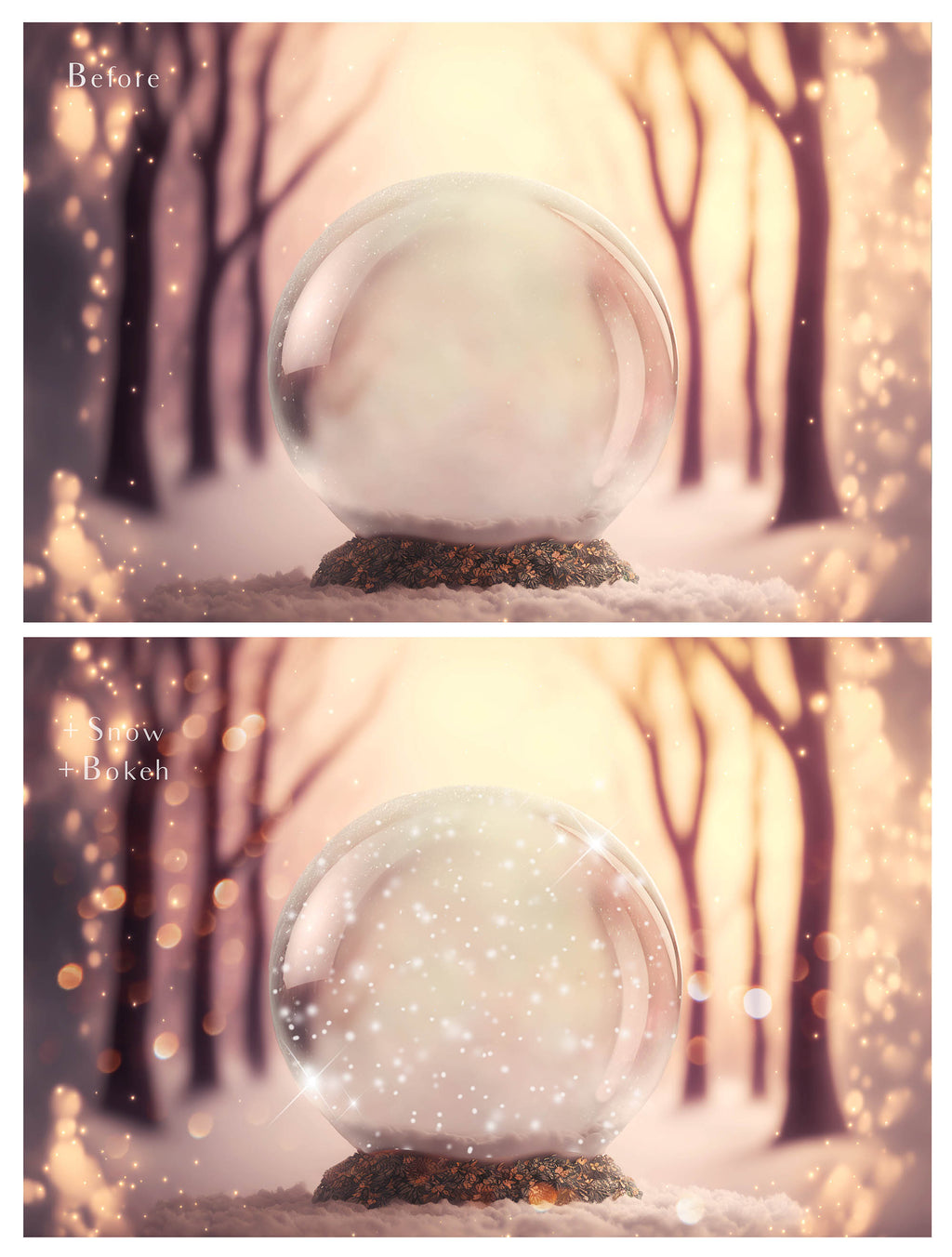 Digital background, Christmas Snow Globe Template for photoshop.  Includes jpeg background, png overlay background and snow overlays.  Video tutorial is also included in this PSD photoshop template. Perfect to add your own images. For Photography.