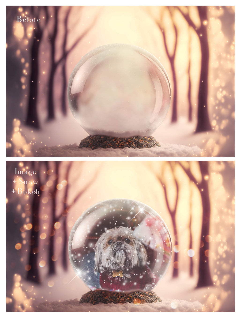 Digital background, Christmas Snow Globe Template for photoshop.  Includes jpeg background, png overlay background and snow overlays.  Video tutorial is also included in this PSD photoshop template. Perfect to add your own images. For Photography.