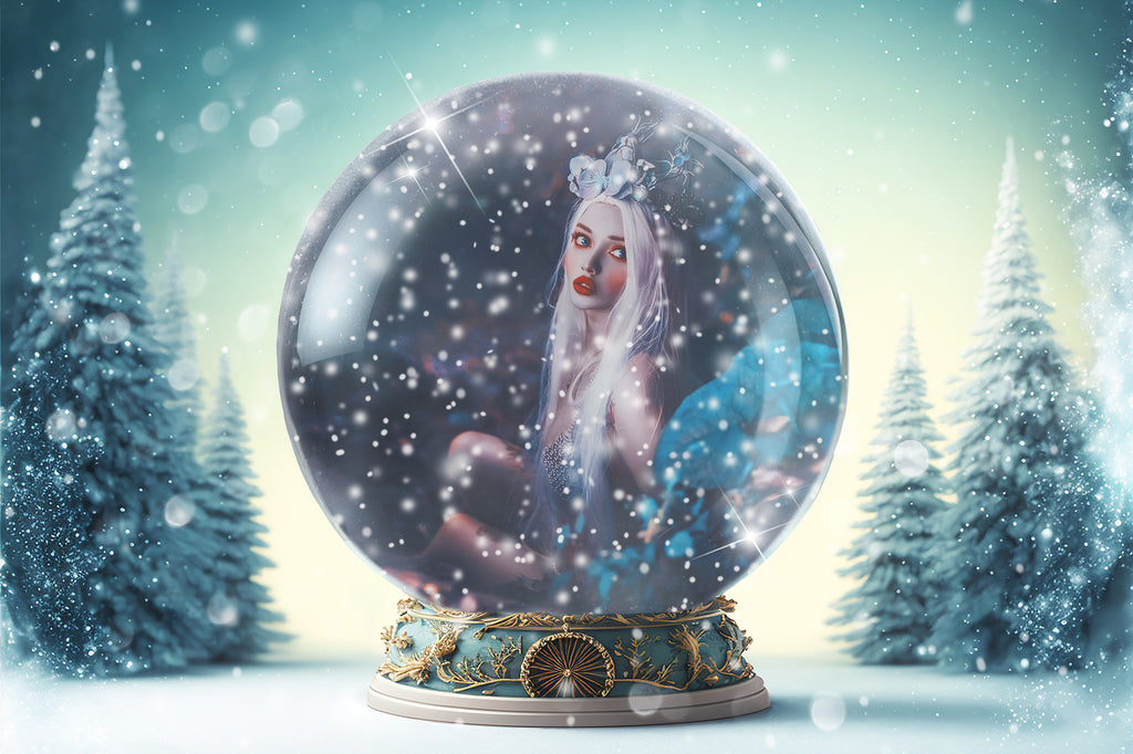 Digital background, Christmas Snow Globe Template for photoshop.  Includes jpeg background, png overlay background and snow overlays.  Video tutorial is also included in this PSD photoshop template. Perfect to add your own images. For Photography.