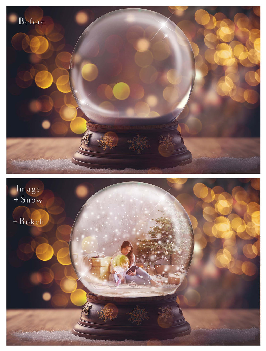 Digital Snow Globe Background, with snow Overlays and a PSD Template included in the set.The globe is transparent, perfect for you to add your own images and retain the snow globe effect. Printable Card for Christmas with Santa Window or Glass Globe. ATP Textures