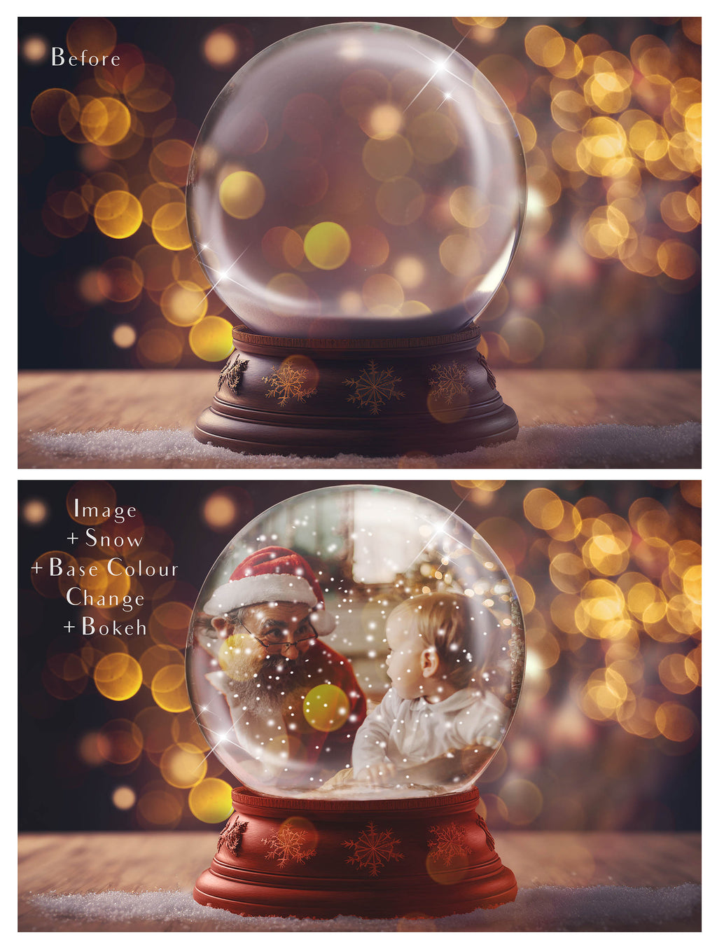 Digital Snow Globe Background, with snow Overlays and a PSD Template included in the set.The globe is transparent, perfect for you to add your own images and retain the snow globe effect. Printable Card for Christmas with Santa Window or Glass Globe. ATP Textures