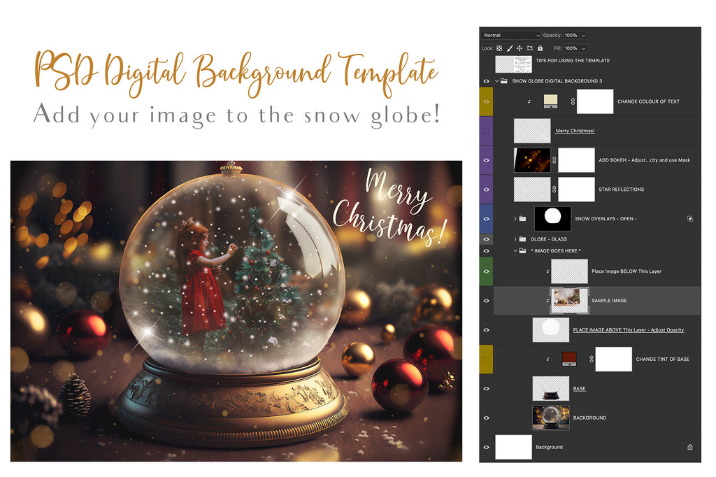 Digital Snow Globe Background, with snow Overlays and a PSD Template included in the set.The globe is transparent, perfect for you to add your own images and retain the snow globe effect. Printable Card for Christmas with Santa Window or Glass Globe. ATP Textures