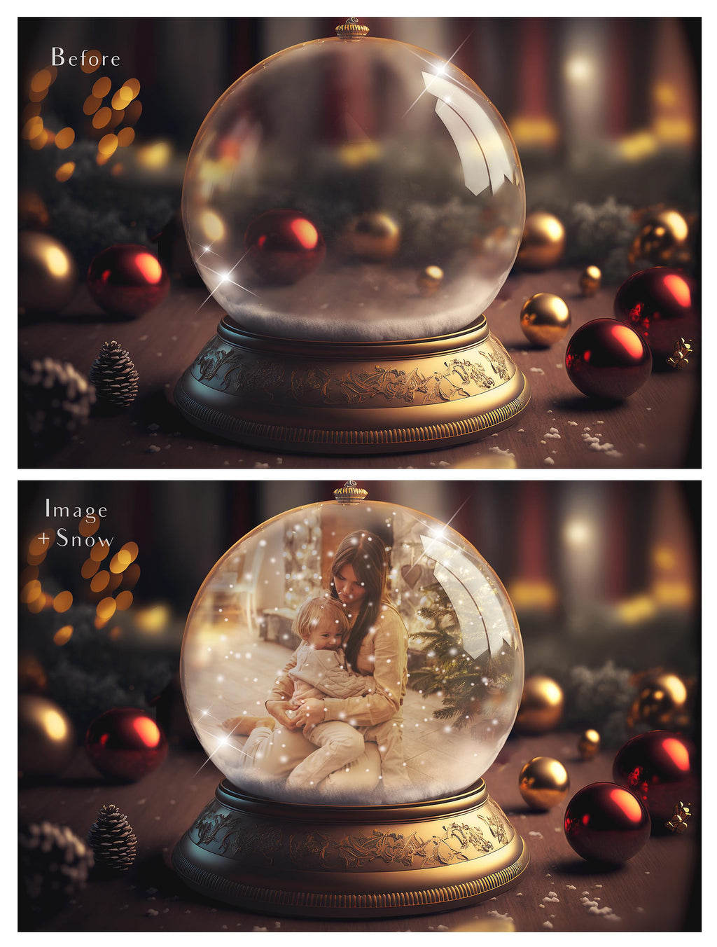 Digital Snow Globe Background, with snow Overlays and a PSD Template included in the set.The globe is transparent, perfect for you to add your own images and retain the snow globe effect. Printable Card for Christmas with Santa Window or Glass Globe. ATP Textures